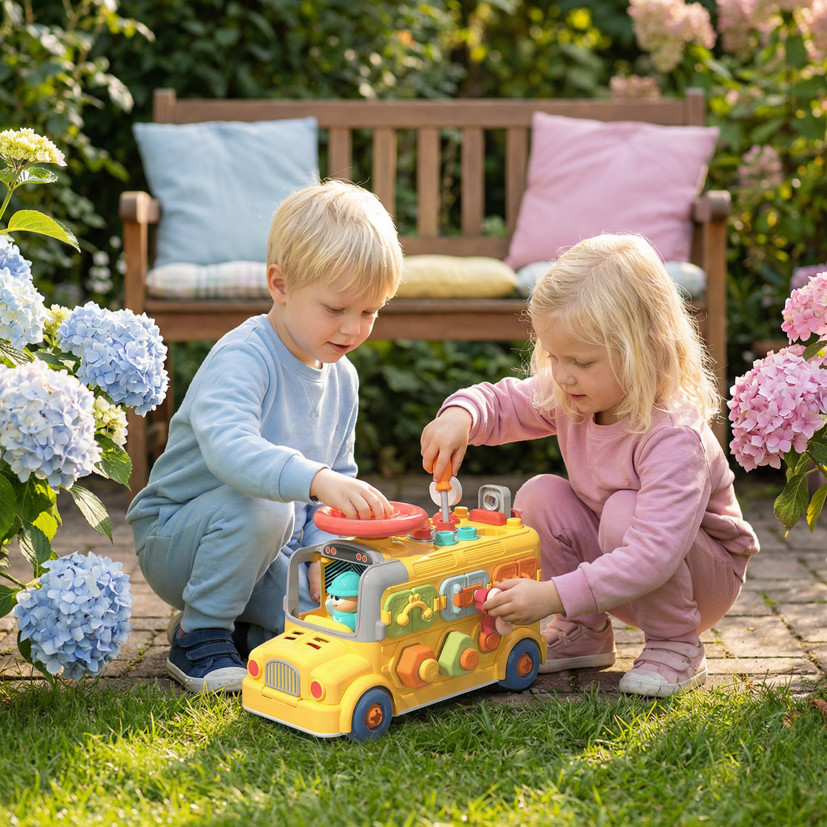 7in1 Montessori Schraubbus – Bau & Motorik Lernspielzeug zum Zerlegen und Zusammenbauen