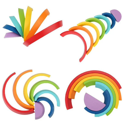 Holz-Regenbogen Stapelspiel – Montessori Lernspielzeug
