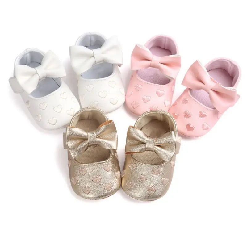 Anti-Rutsch Baby Schuhe – Weiche Krabbelschuhe mit Schleife für Mädchen