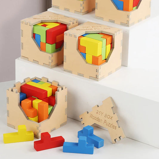 Kniffliger Spielspaß – 3D Holz-Tetris Puzzle für Kinder und Erwachsene