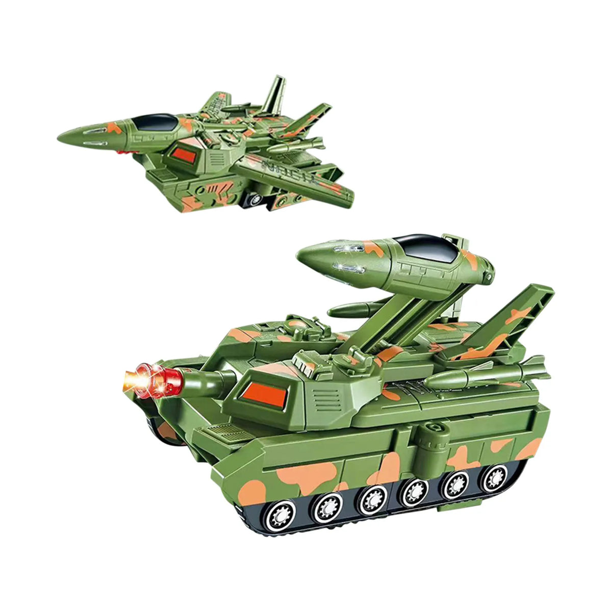 Transformierbares Spielzeugauto mit Lichtern und Musik – Militär-Tank für Kinder