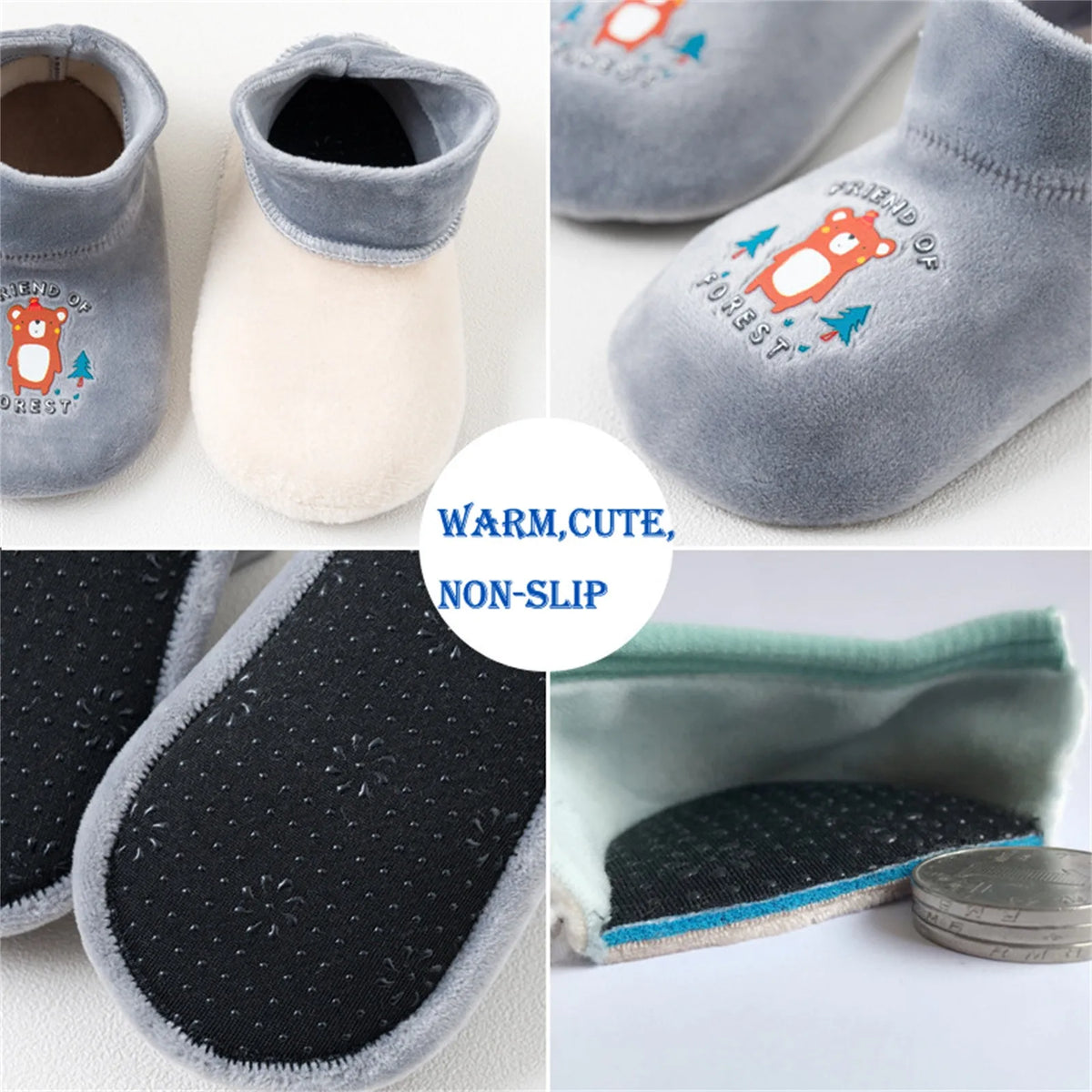 Anti-Rutsch Socken Schuhe für Kinder – Warme Plüsch Hausschuhe