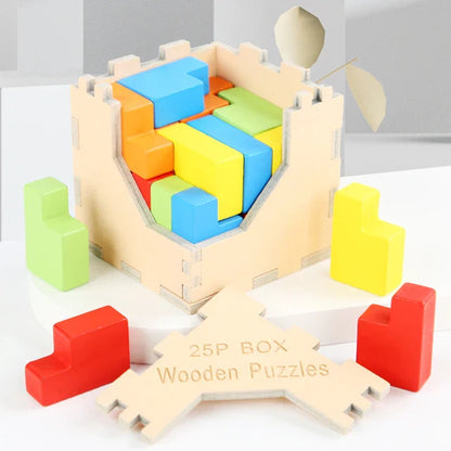 Kniffliger Spielspaß – 3D Holz-Tetris Puzzle für Kinder und Erwachsene