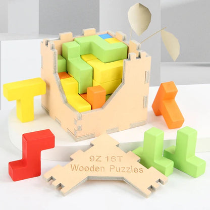 Kniffliger Spielspaß – 3D Holz-Tetris Puzzle für Kinder und Erwachsene