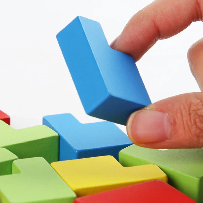 Kniffliger Spielspaß – 3D Holz-Tetris Puzzle für Kinder und Erwachsene