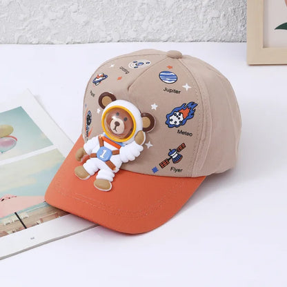 Sonnenlächeln – Kinder Baseballkappe mit Bärchen und Planetenmotiven