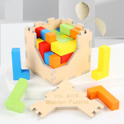 Kniffliger Spielspaß – 3D Holz-Tetris Puzzle für Kinder und Erwachsene