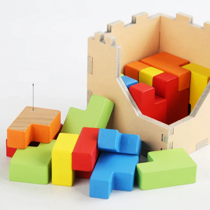 Kniffliger Spielspaß – 3D Holz-Tetris Puzzle für Kinder und Erwachsene