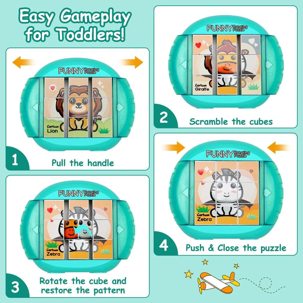 Endloser Puzzlespaß – Drehpuzzle für Kinder mit Tieren
