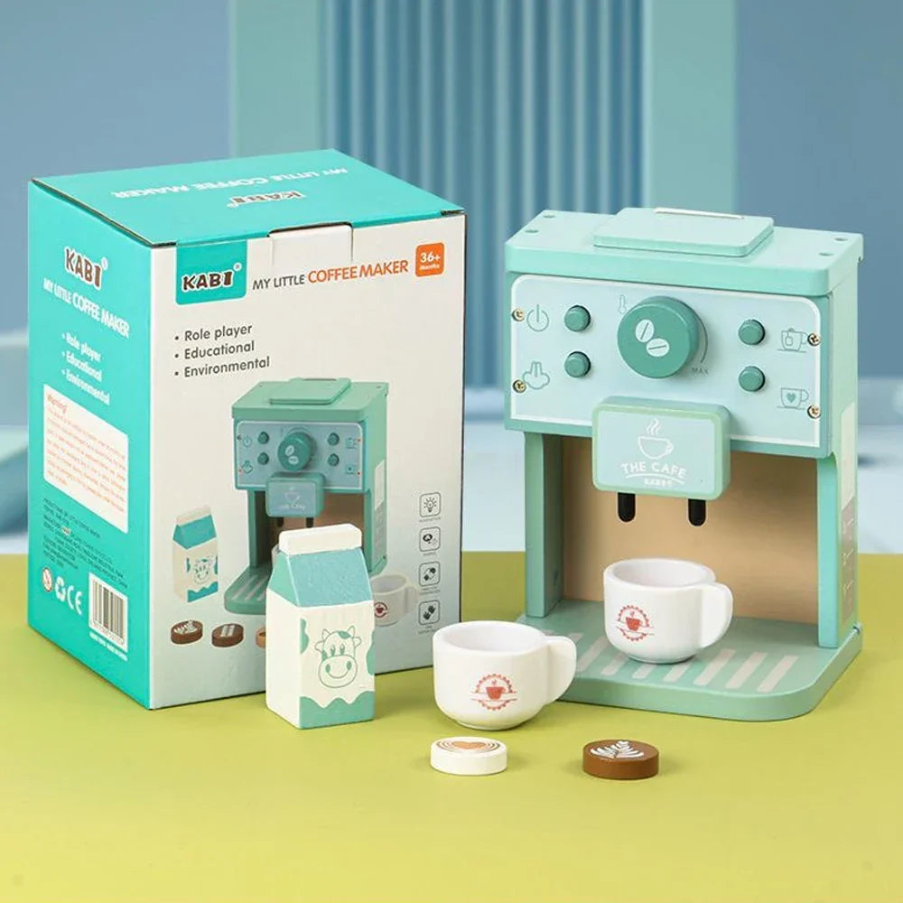 Kinder-Kaffeemaschine aus Holz – Espresso-Spielset für kleine Baristas