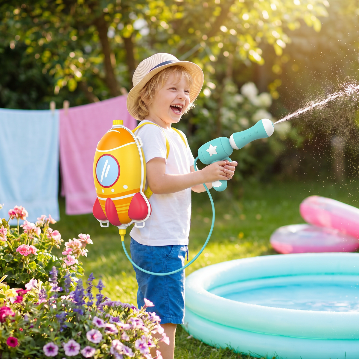 Kinder-Rucksack-Wasserpistole – Wasserspaß für Kinder an heißen Sommertagen