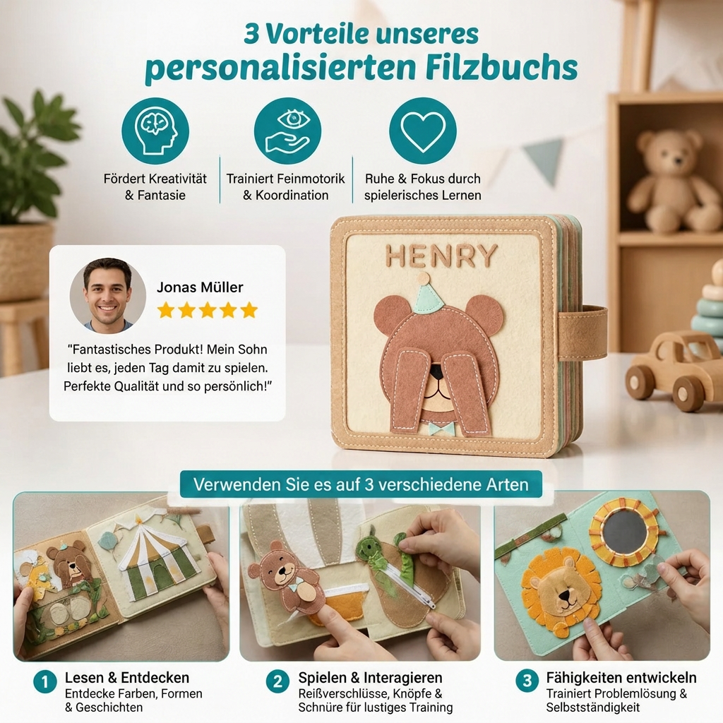 Personalisiertes Filzbuch für Kinder