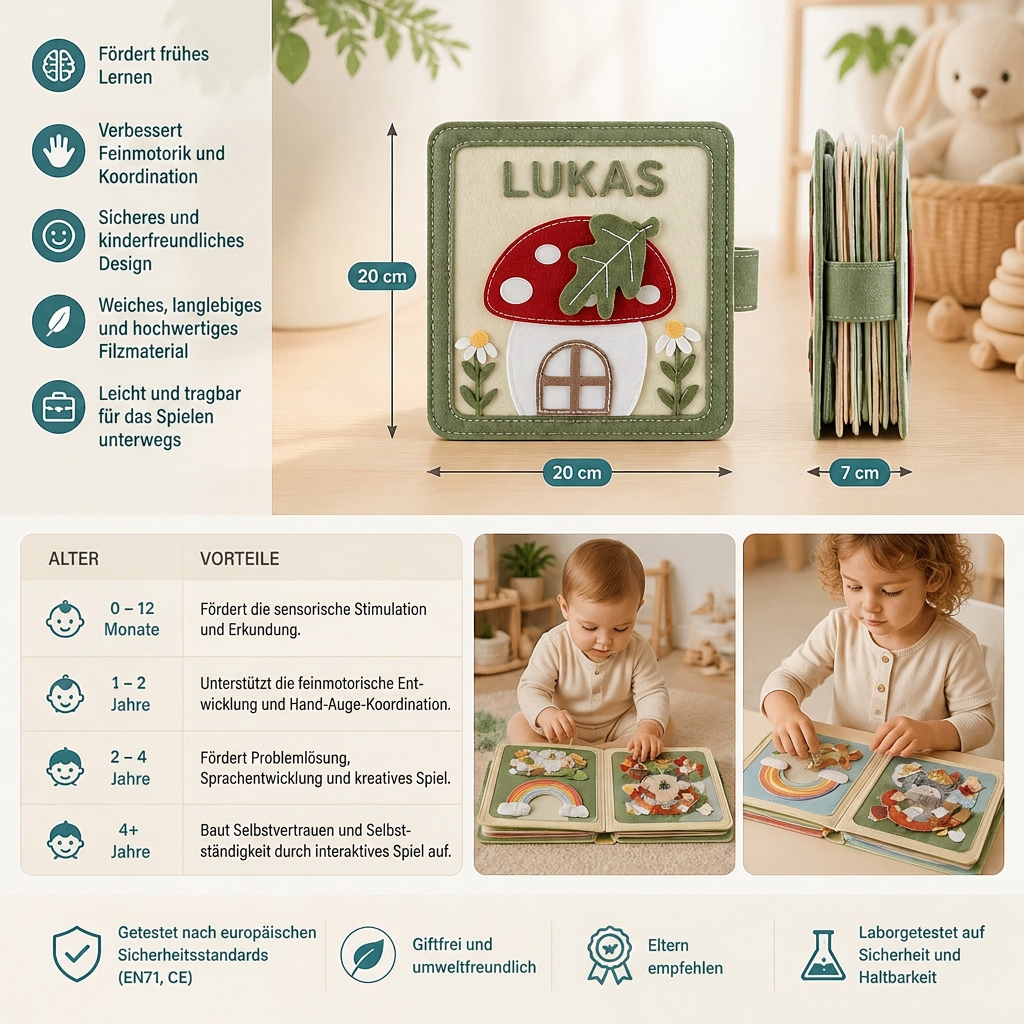 Personalisiertes Filzbuch für Kinder