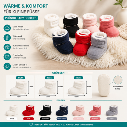 Warme & gemütliche Plüsch-Baby-Booties mit weichen rutschfesten Sohlen