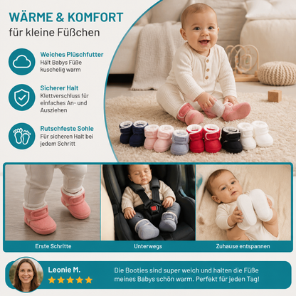 Warme & gemütliche Plüsch-Baby-Booties mit weichen rutschfesten Sohlen