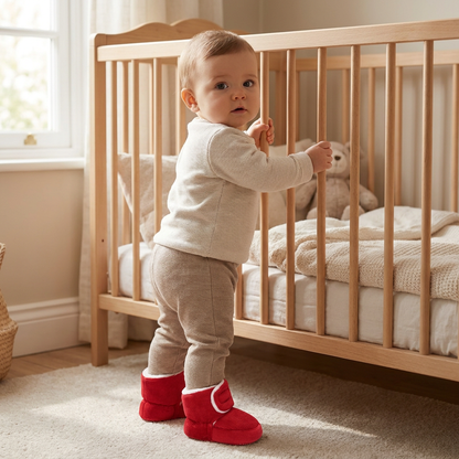 Warme & gemütliche Plüsch-Baby-Booties mit weichen rutschfesten Sohlen