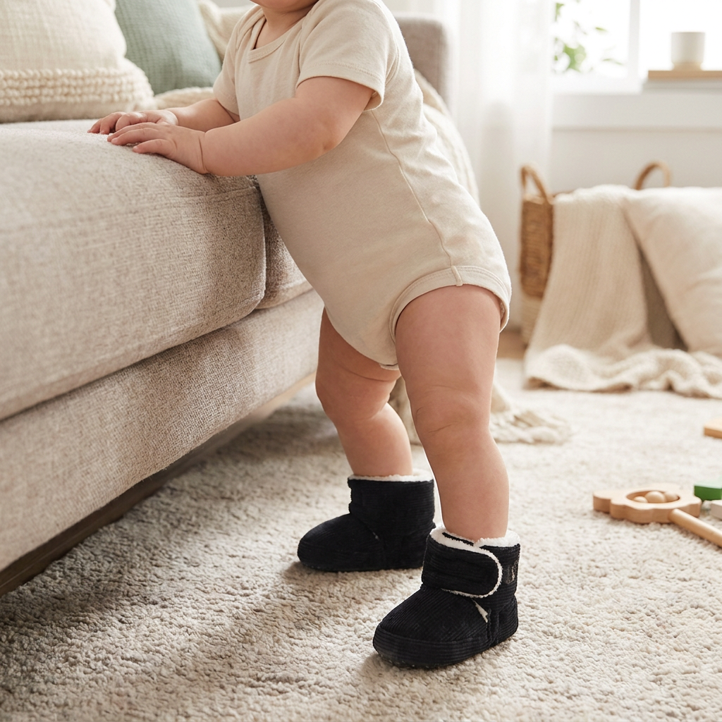 Warme & gemütliche Plüsch-Baby-Booties mit weichen rutschfesten Sohlen