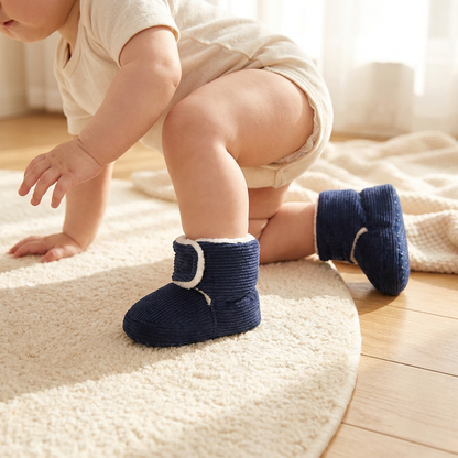 Warme & gemütliche Plüsch-Baby-Booties mit weichen rutschfesten Sohlen