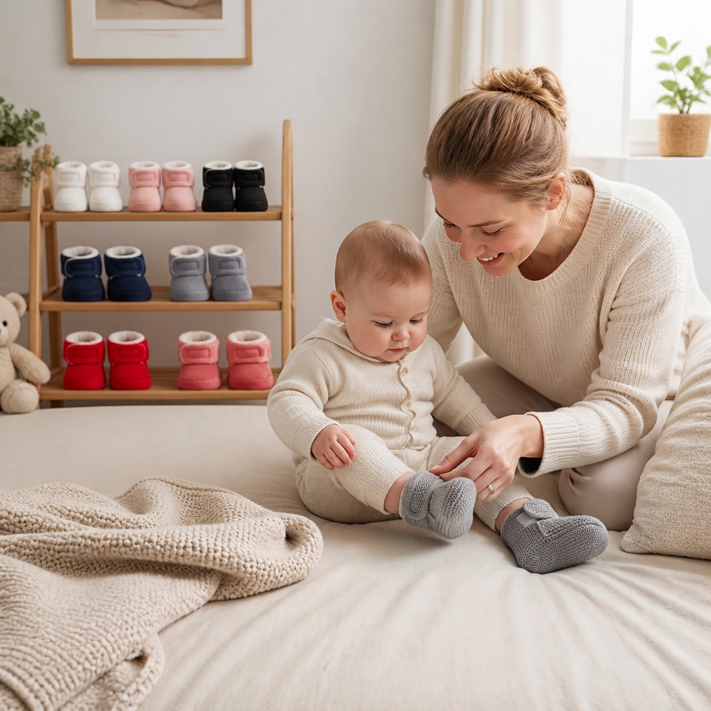 Warme & gemütliche Plüsch-Baby-Booties mit weichen rutschfesten Sohlen