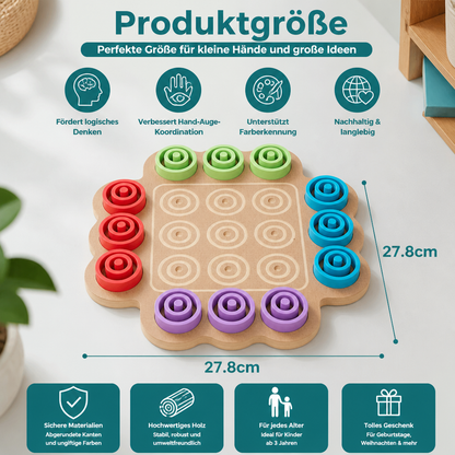 Pädagogisches 3-stufiges Tic-Tac-Toe-Strategiespiel aus Holz