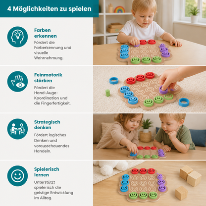 Pädagogisches 3-stufiges Tic-Tac-Toe-Strategiespiel aus Holz