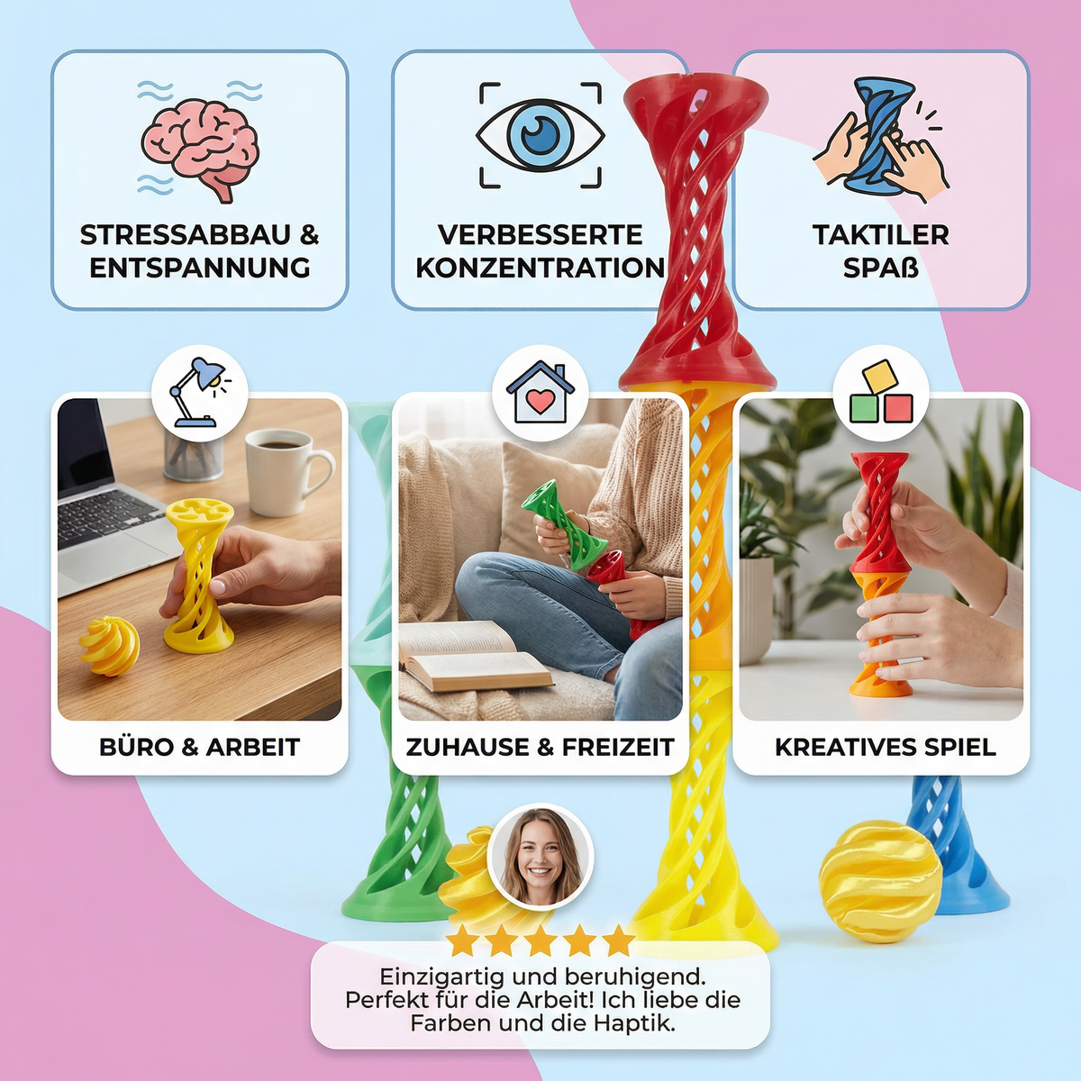 3D Spiral Fidget Toy – Drehbares Anti-Stress Schreibtischspielzeug