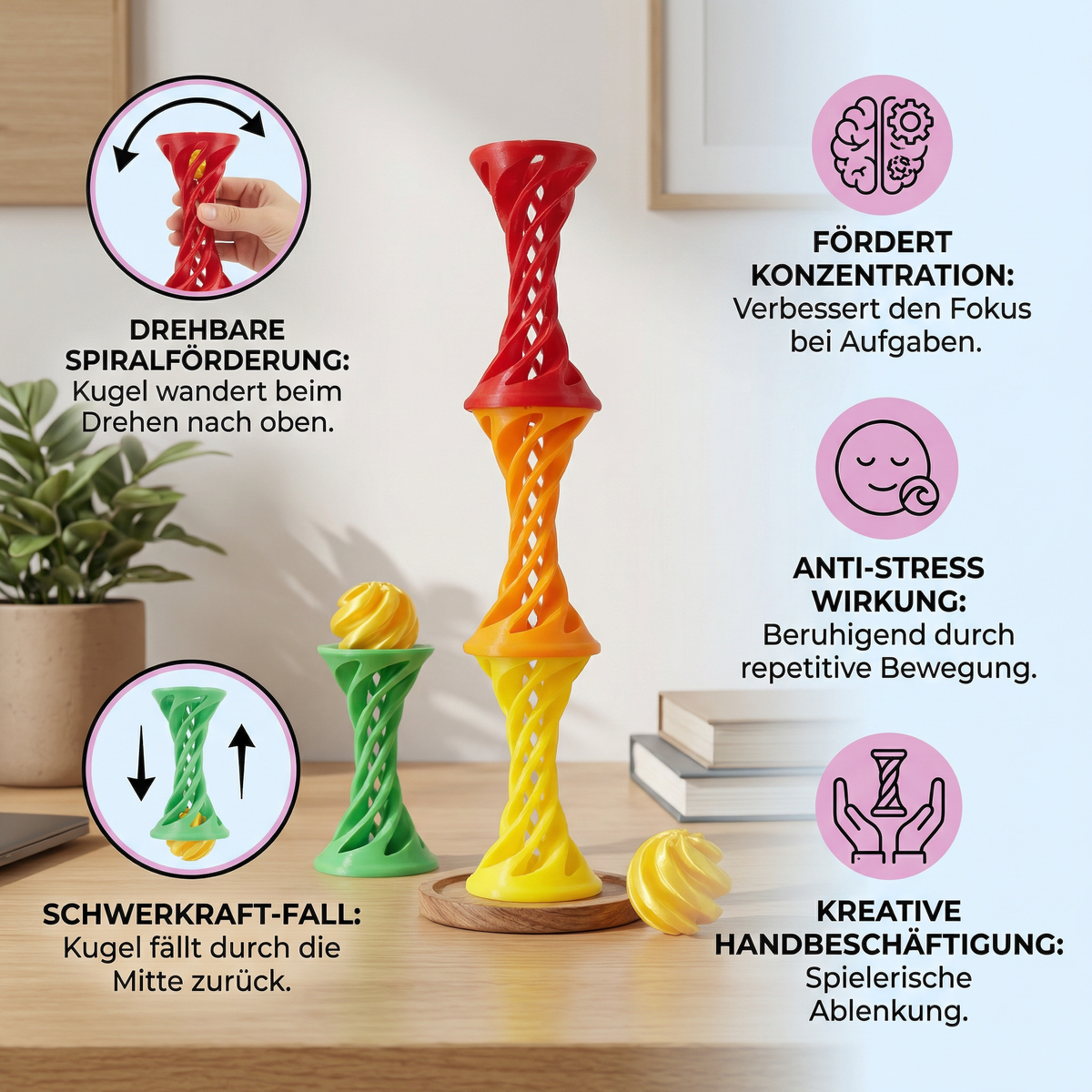 3D Spiral Fidget Toy – Drehbares Anti-Stress Schreibtischspielzeug