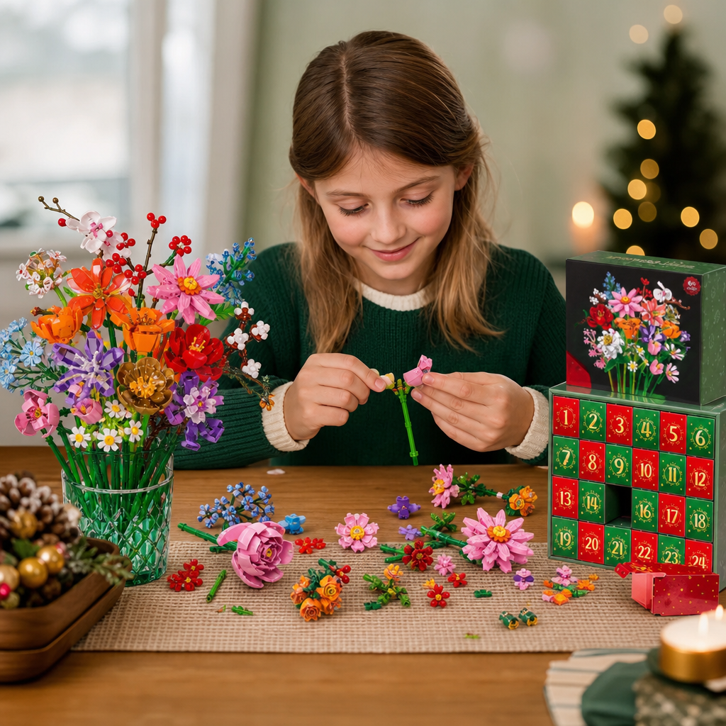 Weihnachts-Blumenstrauß-Baustein-Adventskalender