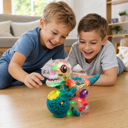 Interaktives leuchtendes Zahnrad-Dinosaurier-Spielzeug mit Musik & Laufbewegung