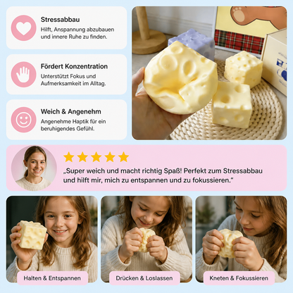 Weicher Käse-Stressball – Weiches, formbares ASMR-Fidget-Spielzeug zum Abbau von Stress und Ängsten