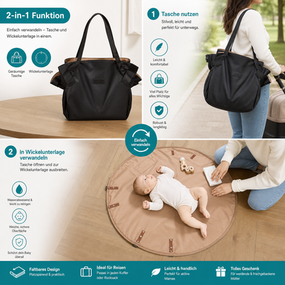 2-in-1 Faltbare Wickeltasche & Wickelunterlage – Leichte, geräumige Reisetasche für Mütter