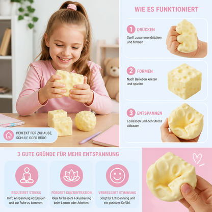 Weicher Käse-Stressball – Weiches, formbares ASMR-Fidget-Spielzeug zum Abbau von Stress und Ängsten