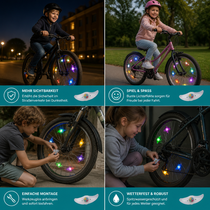 Bunte LED-Speichenlichter fürs Fahrrad