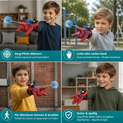 Superhelden-Netzwerfer-Handschuhset – Handgelenk-Werfer mit Saugnapf-Pfeilen