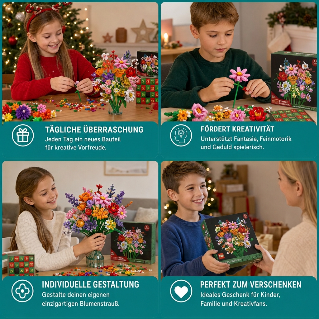 Weihnachts-Blumenstrauß-Baustein-Adventskalender