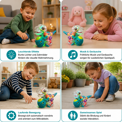 Interaktives leuchtendes Zahnrad-Dinosaurier-Spielzeug mit Musik & Laufbewegung
