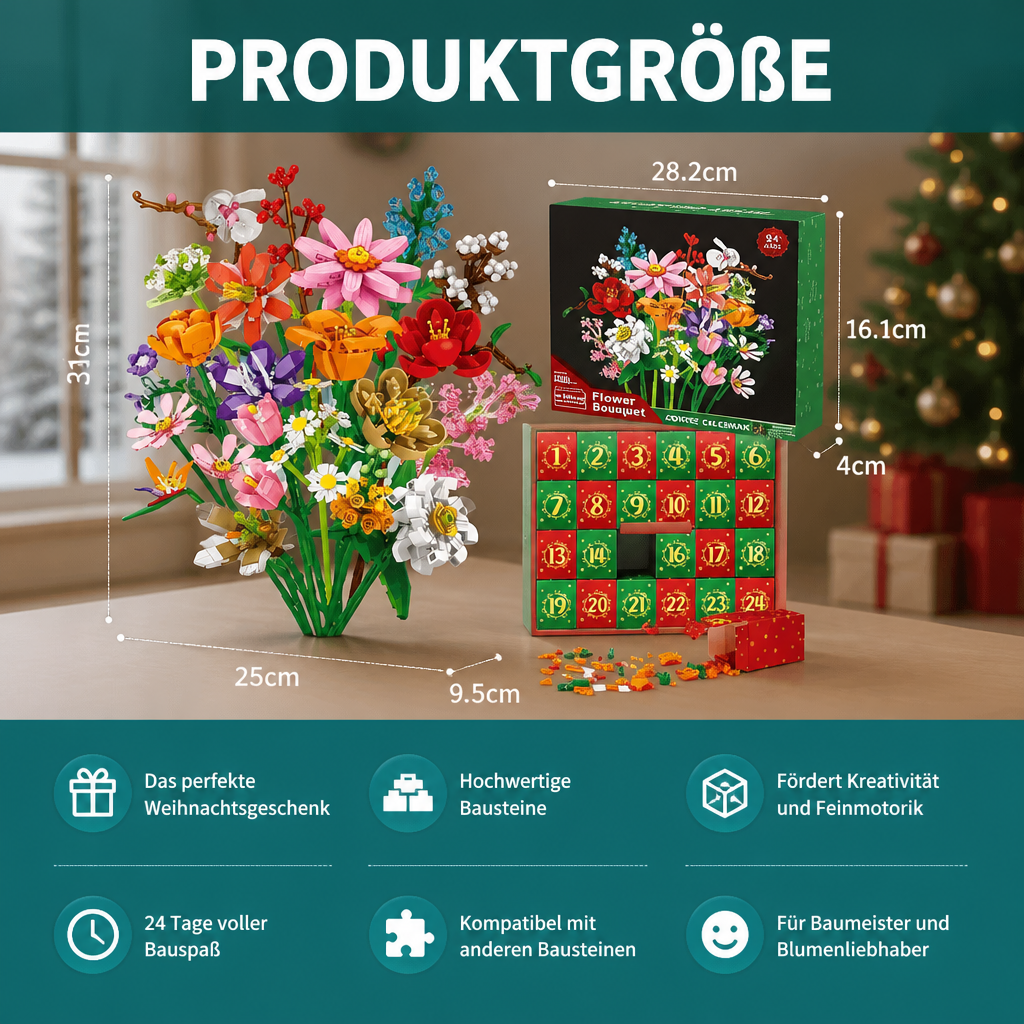 Weihnachts-Blumenstrauß-Baustein-Adventskalender