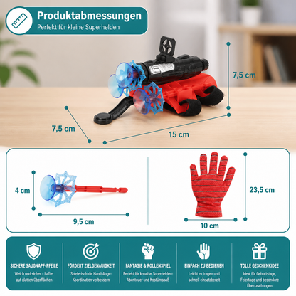 Superhelden-Netzwerfer-Handschuhset – Handgelenk-Werfer mit Saugnapf-Pfeilen