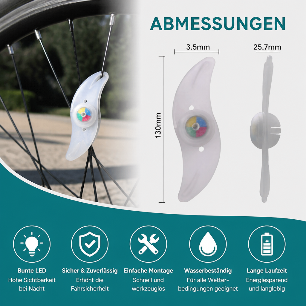 Bunte LED-Speichenlichter fürs Fahrrad