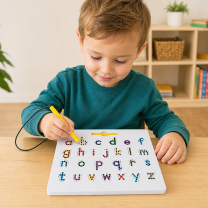 2-in-1 Magnetische Buchstaben-Nachfahrtafel zum Üben von Groß- & Kleinbuchstaben