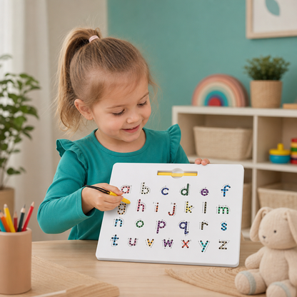 2-in-1 Magnetische Buchstaben-Nachfahrtafel zum Üben von Groß- & Kleinbuchstaben