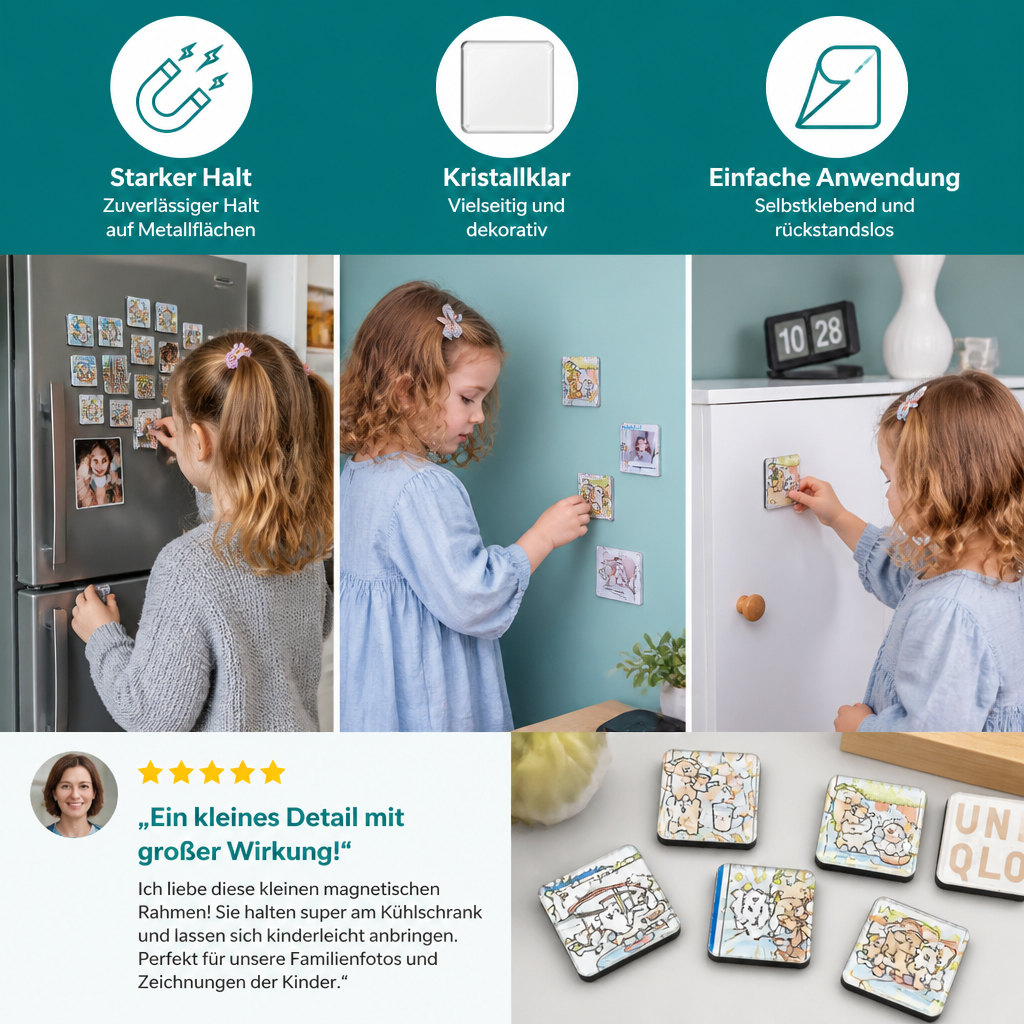 Klare magnetische Acryl-Fotorahmen mit selbstklebender Rückseite
