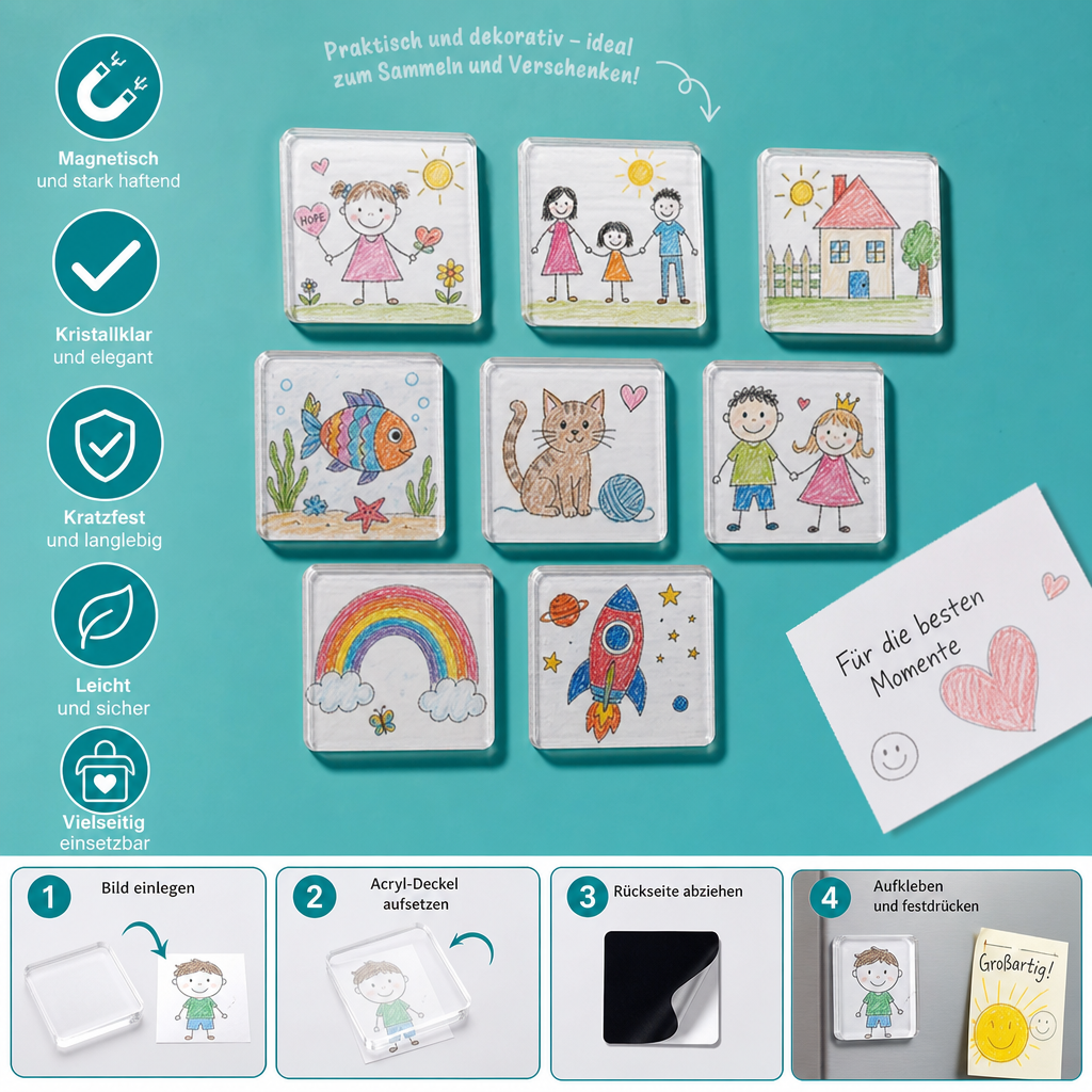 Klare magnetische Acryl-Fotorahmen mit selbstklebender Rückseite