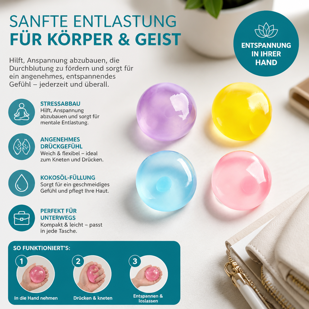 Stressball mit Kokosöl-Füllung – Weich & Entspannend
