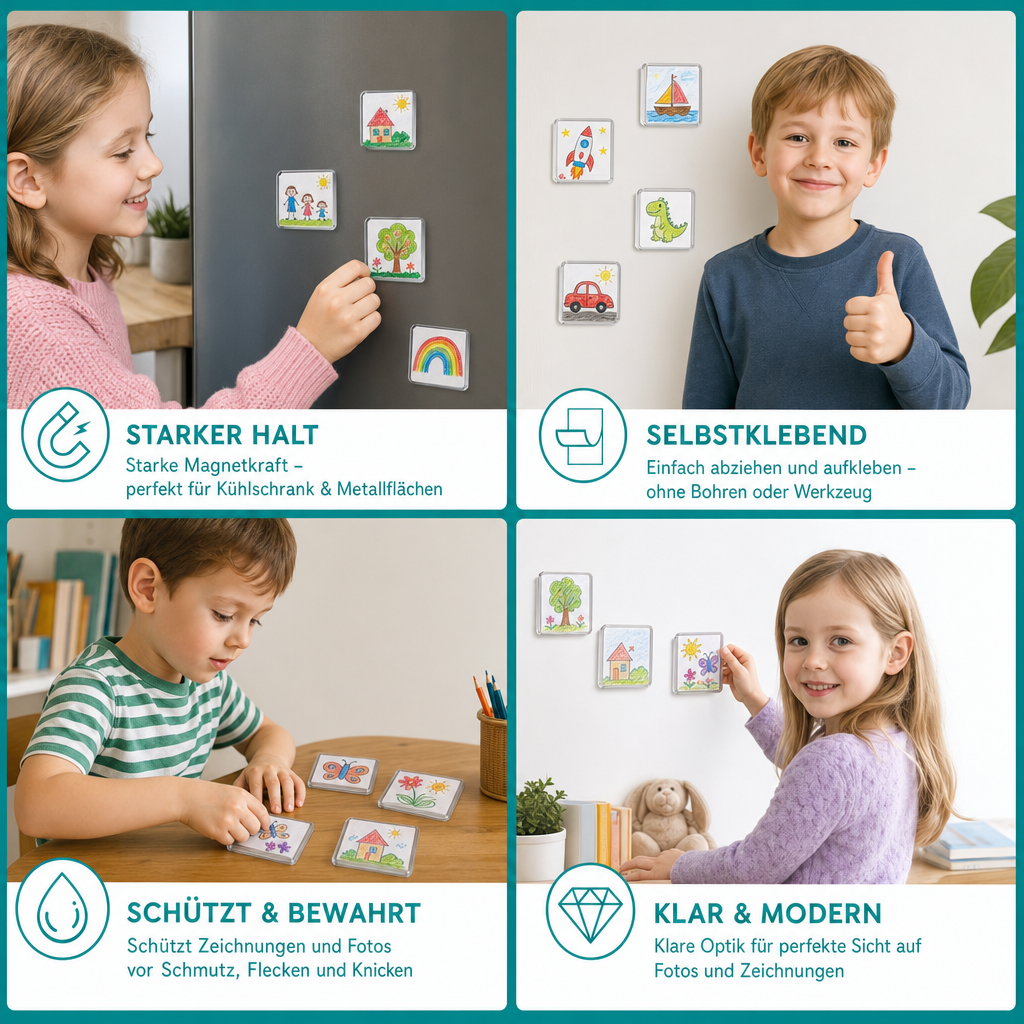 Klare magnetische Acryl-Fotorahmen mit selbstklebender Rückseite