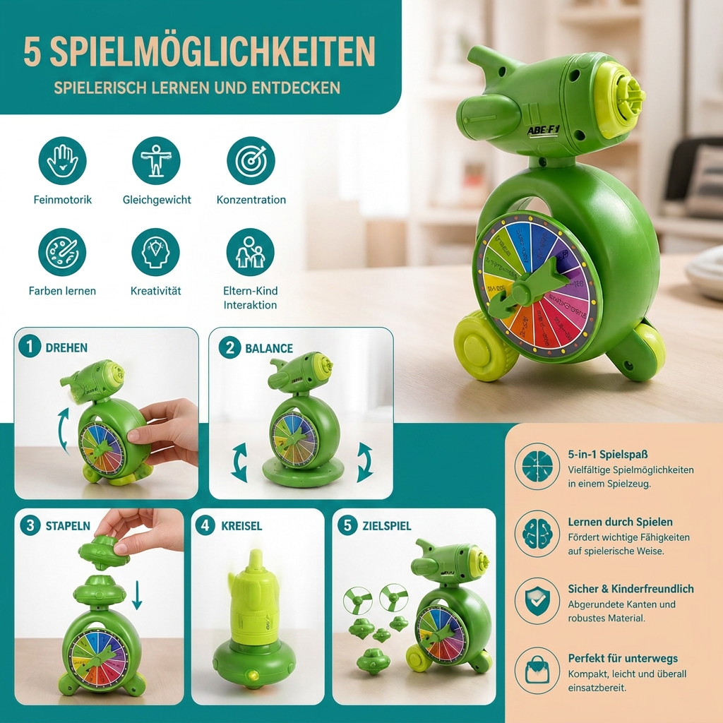 5-in-1 Gyro-Lernspielzeug – Dreh-, Balance- & Stapelspiel für Kinder