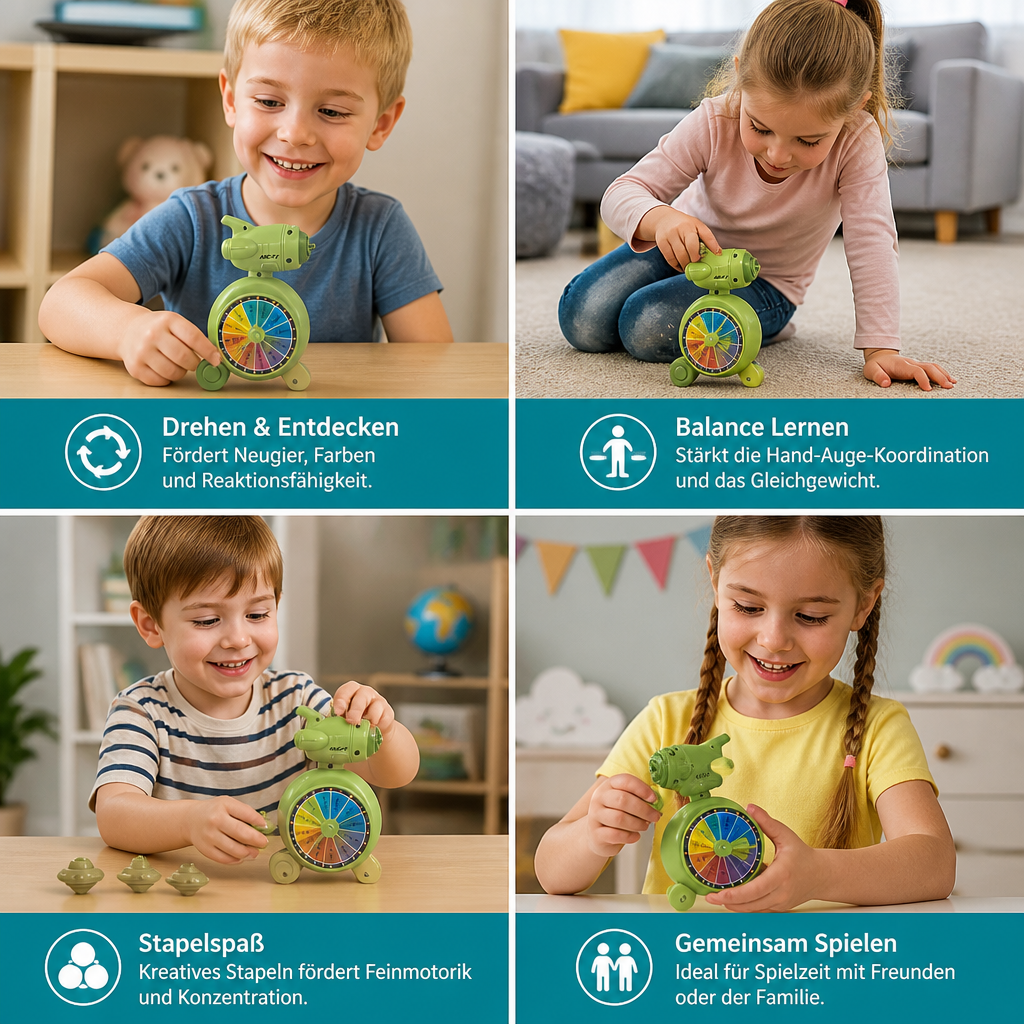 5-in-1 Gyro-Lernspielzeug – Dreh-, Balance- & Stapelspiel für Kinder