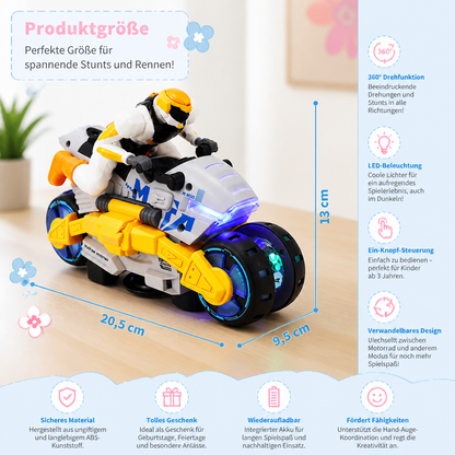 Verwandelbares Stunt Motorrad Spielzeug für Kinder mit 360 Grad Drehfunktion