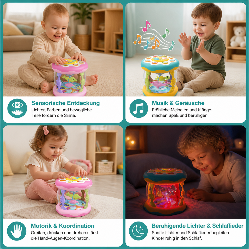 Interaktives Musikspielzeug mit Licht – Montessori-Sensorspielzeug mit beruhigenden Schlafliedern
