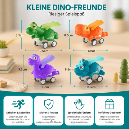 Press-&-Go-Dinoautos – Rollende Dinosaurier-Spielzeugautos für Kinder